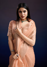Peach Whisper Saree in Linen Cotton Silk Saree